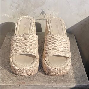 Madden Girl Beige Woven Mules